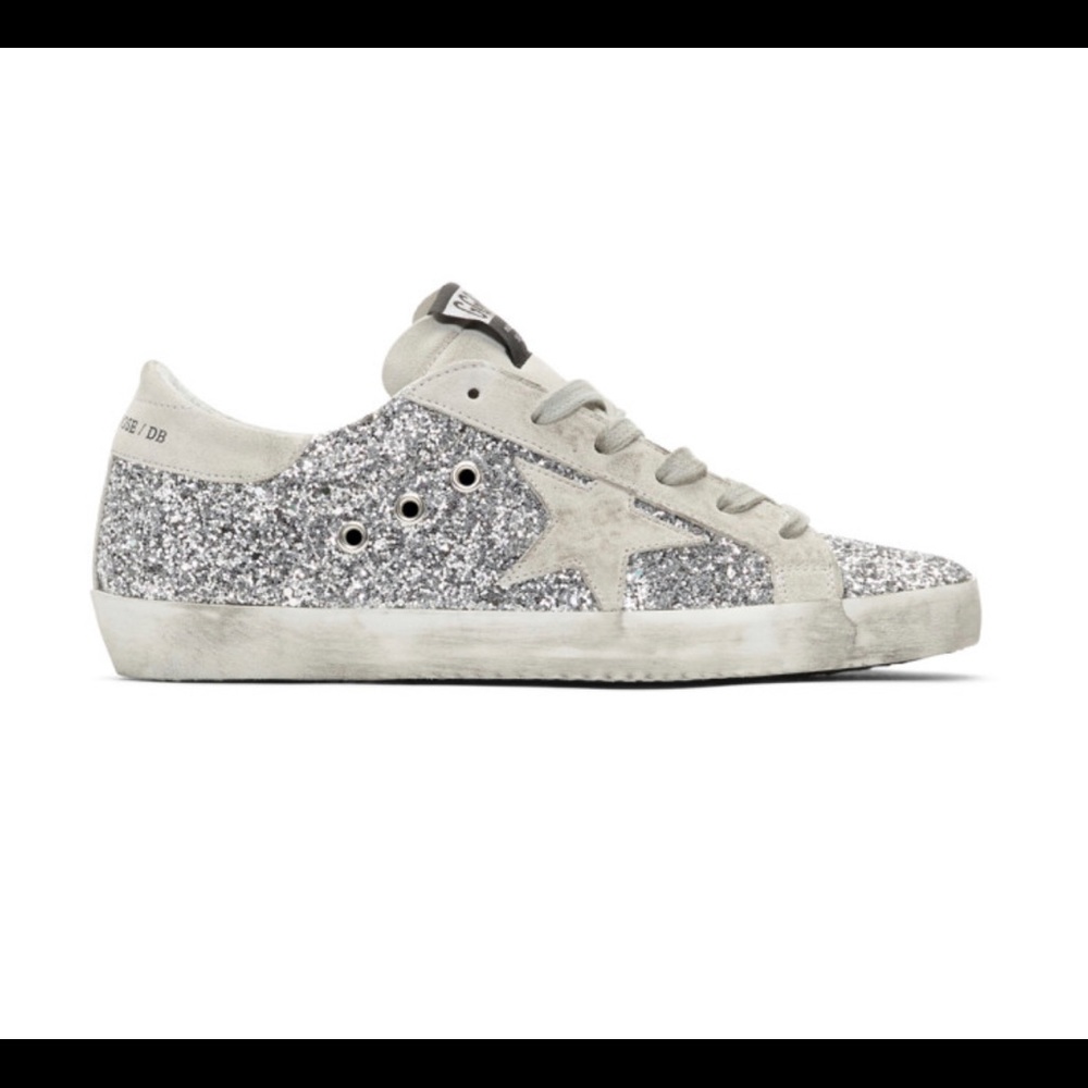 Silver Glitter Golden Goose Superstar Sneakers